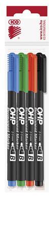 Permanentný popisovač, sada, OHP, 2-3 mm, B, ICO, 4 rôzne farby 1