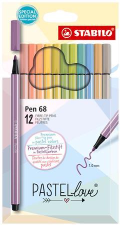 Fixky, sada, 1 mm, STABILO "Pen 68 Pastellove", 12 rôznych farieb 1