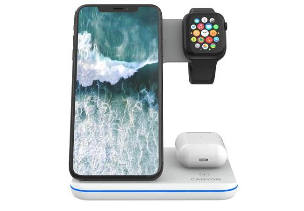 Nabíjacia stanica, 3v1, Apple+Qi nabíjanie, CANYON "WS-303", biela 2