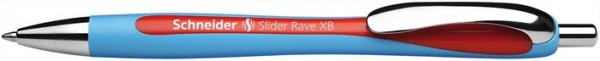 Guľôčkové pero, 0,7 mm, stláčací mechanizmus, SCHNEIDER "Slider Rave", červené 1