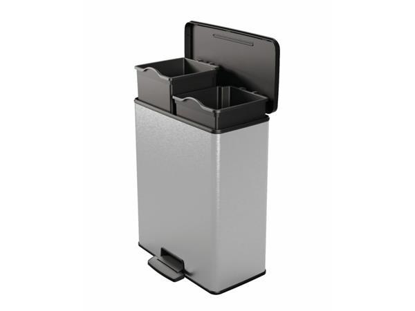 Odpadkový kôš, pedálový, recyklovaný plast, vyberateľné koše, 2x26 l, CURVER "Deco bin duo
