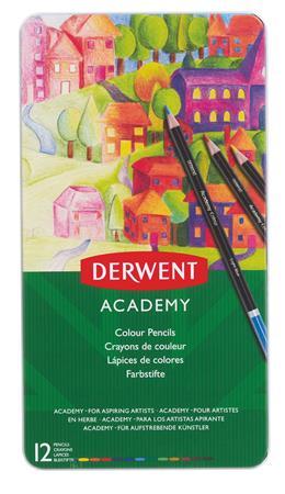 Farebné ceruzky, sada, DERWENT "Academy", 12 rôznych farieb 1