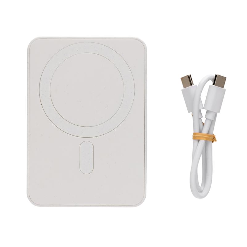 Magnetická powerbanka 5000mAh Magnetix z RCS recykl. plastu biela 4