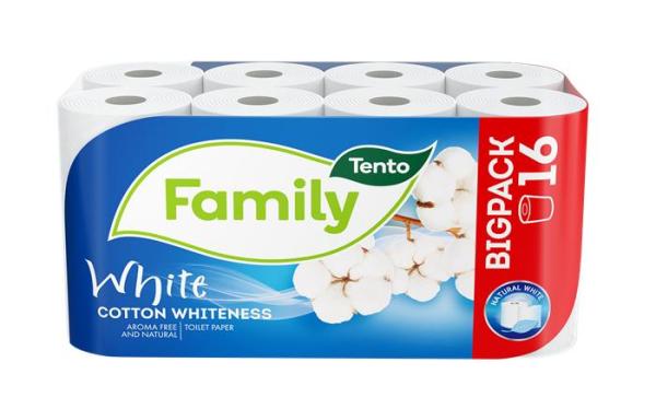 Toaletný papier, 2-vrstvový, malý kotúč, 16 kotúčov, TENTO "Family White", biela 1
