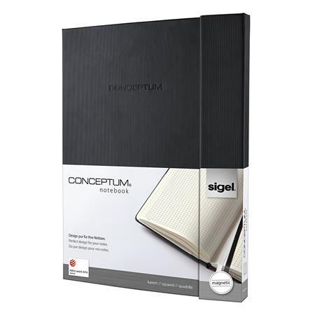 Zápisník, exkluzívny, A4+, štvorčekový, 97 strán, s magnetickým zatváraním, SIGEL "Concept 1
