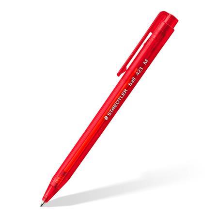 Guľôčkové pero, 0,5 mm, stláčací mechanizmus, STAEDTLER "Ball 423 M", červené 2