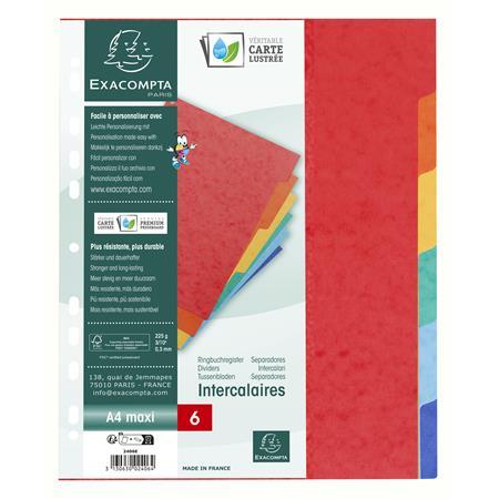 Register, kartónový, A4+, 6 dielny, EXACOMPTA, farebný 2