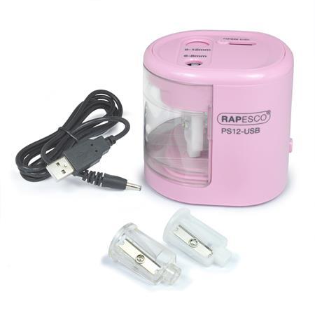 Strúhadlo, 2 otvory, stolové, elektrické, USB konektor, RAPESCO"PS12-USB", ružová 3