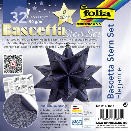 Bascetta hviezda, sada, 14,5x14,5 cm, 90 g, 32 listov, FOLIA, modrá - indický sen 1