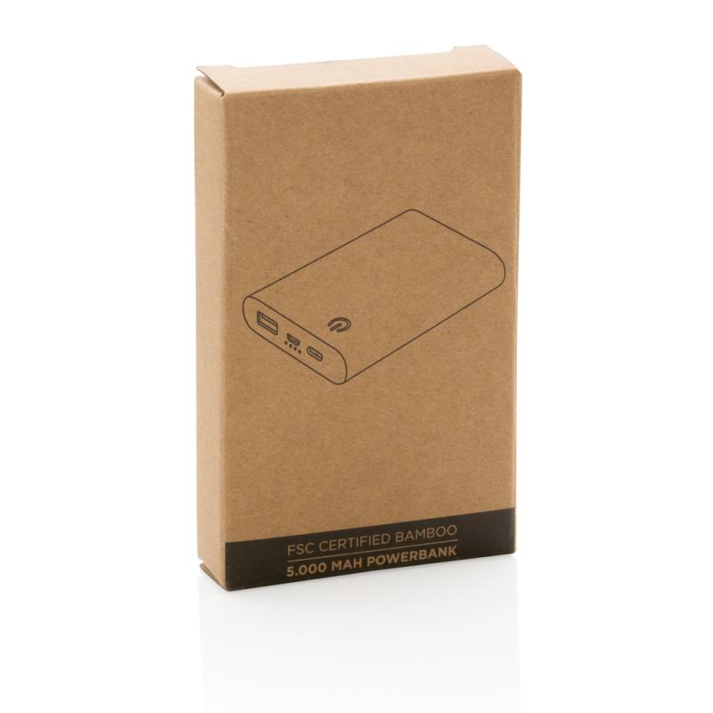 Powerbanka 5 000 mAh z bambusu hnedá 12