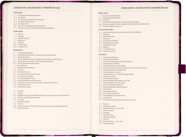NOTIQUE Planbook diár/notes Fialové kvety 2026, 13 x 21 cm 3