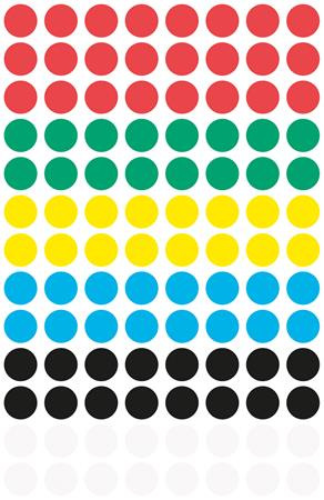 Etikety, pkrúhle, priemer: 8 mm, AVERY ZWECKFORM, 5 rôznych farieb, 416 etikiet/bal 4