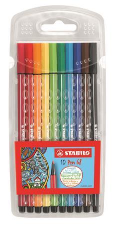 Fixky, sada, 1 mm, STABILO "Pen 68", 10 rôznych farieb 1