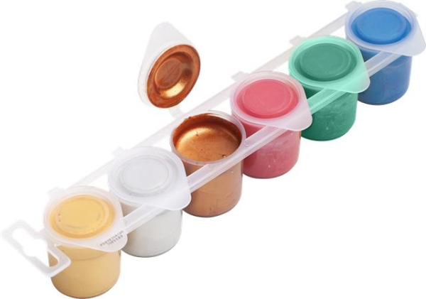 Tempera, v tégliku, ICO "Süni", 6 rôznych kovových farieb 4