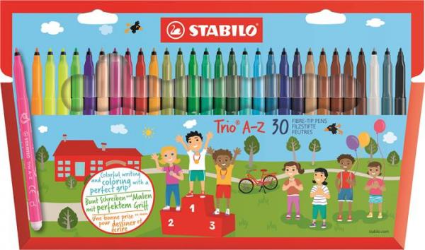 Fixky, 0,7 mm, STABILO "Trio A-Z", 30 rôznych farieb