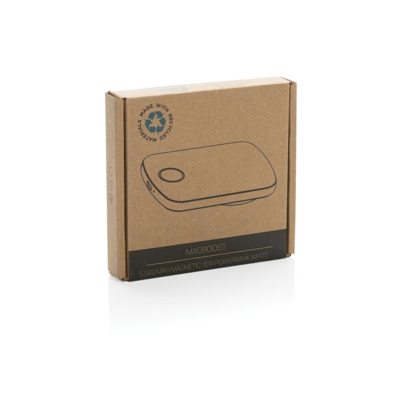 Magnetická powerbanka 5000mAh MagBoost z RCS recykl. plastu biela 11