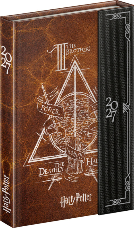 NOTIQUE Týždenný magnetický diár Harry Potter – Dary smrti 2027, 11 x 16 cm