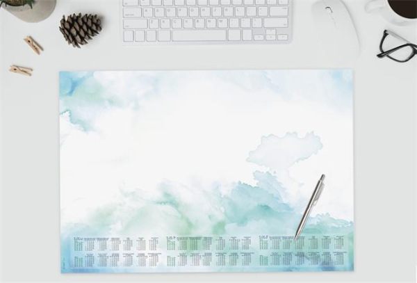 Podložka na stôl, 595x410 mm, trojročné a týždenné kalendárium, SIGEL "Watercolor Sea" 4