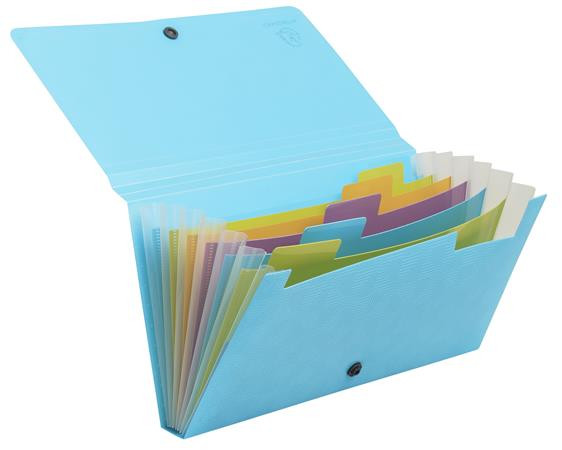 Harmoniková doska, 260x140 mm, PP, 7 priehradiek, EXACOMPTA "Pop`NCo", cyánovo modrá 3