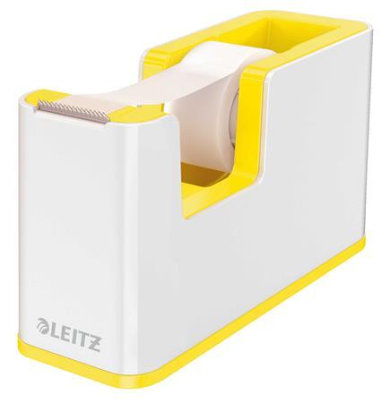 Dispenzor na lepiacu pásku, stolový, naplnený, LEITZ "Wow", biela-žltá 1