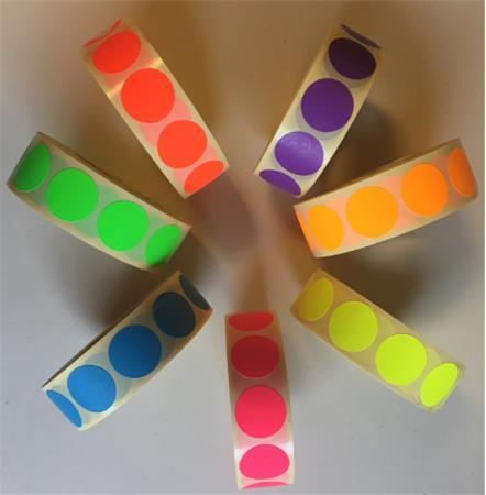 . Etikety, 20 mm, okrúhle, 1000 etikiet/kotúč, fluo červená