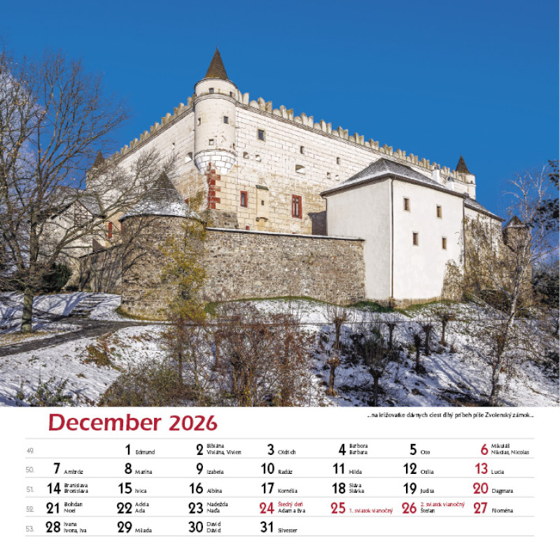 Nástenný kalendár Hrady a zámky Slovenska 2026 12