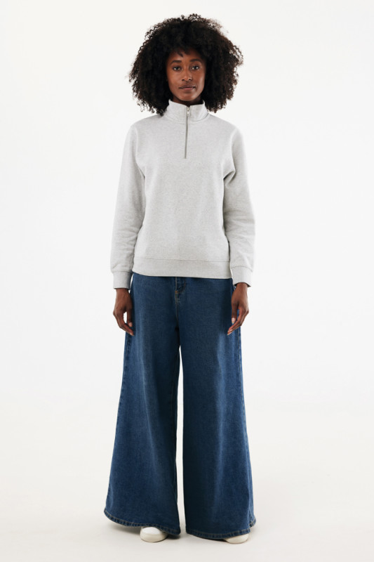 IQONIQ Elgon sveter s krátkym zipsom z recyklovanej bavlny light heather grey XXL 10