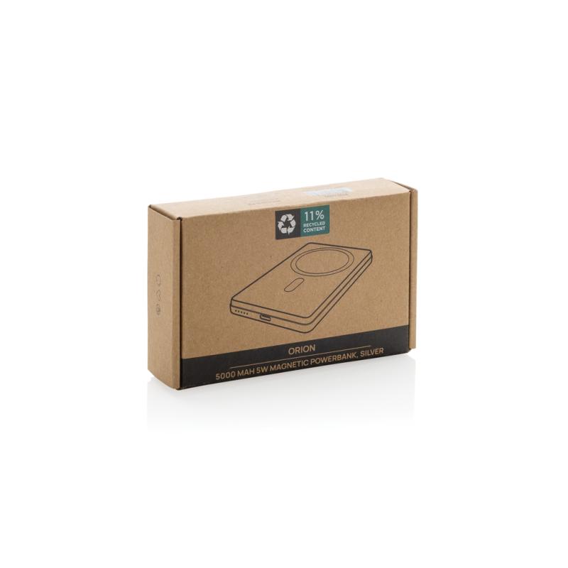 Magnetická powerbanka Orion 5000mAh 5W z RCS hliníka strieborná 12