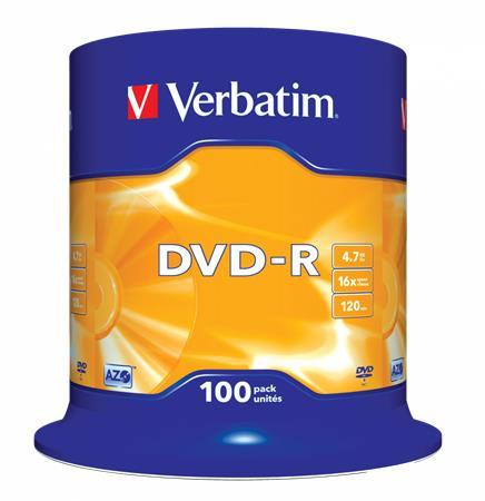 DVD-R disk, AZO, 4,7GB, 16x, 100 ks, cake box, VERBATIM 2
