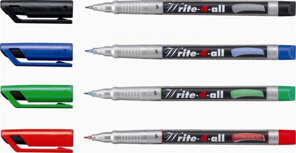 Permanentný popisovač, 0,4 mm, kužeľový hrot, STABILO "Write-4-all", červený 2