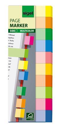 Záložky, papierové, 10x50 záložiek, 15x50 mm, SIGEL "Multicolor", mix farieb