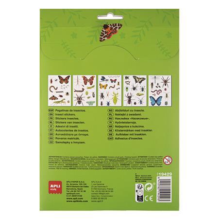 Nálepky, znova použiteľné, 50 ks, APLI Kids "Stickers", hmyz 2