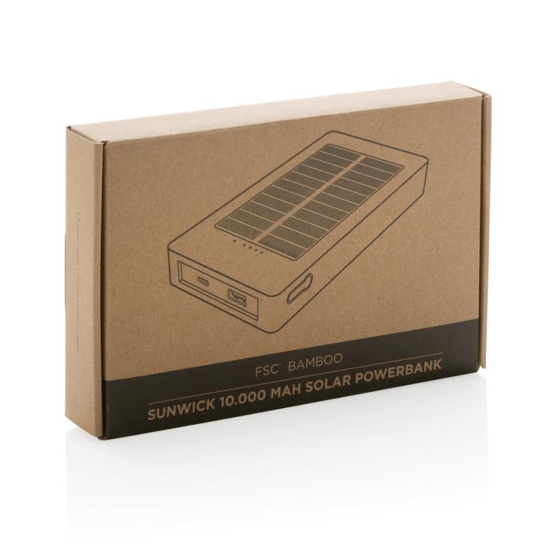 Solárna powerbanka Sunwick 10000 mAh z bambusu hnedá 13