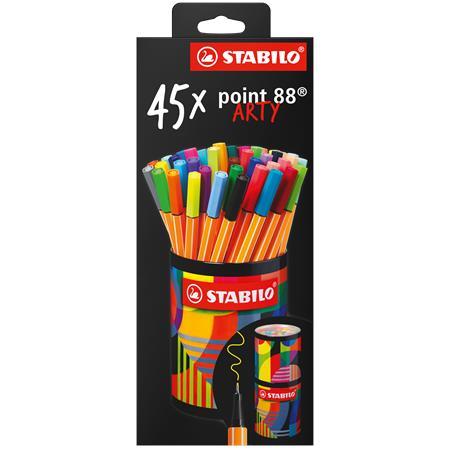 Liner, sada, valcovitá kovová krabica, 0,4 mm, STABILO "point 88 ARTY", 45 rôznych farieb 5