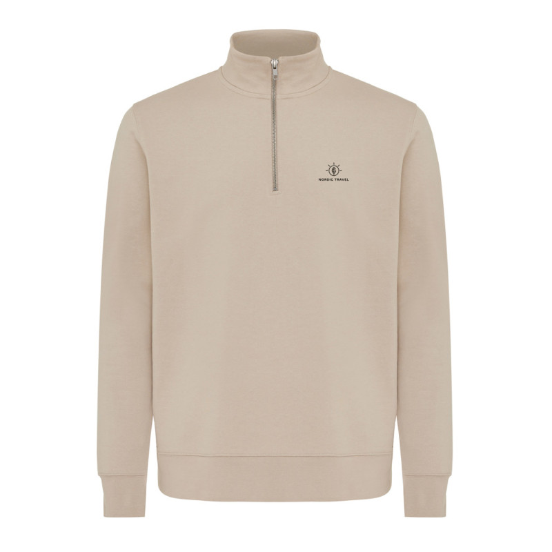 IQONIQ Elgon sveter s krátkym zipsom z recyklovanej bavlny desert XXL 3