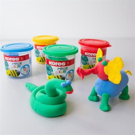 Plastelína,160 g, schnúca na vzduchu, 4 farby, KORES "Magic Clay" 4