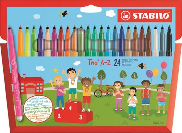 Fixky, sada, 0,7 mm, STABILO "Trio A-Z", 24 farieb 1