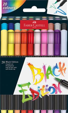 Fixky štetcové, FABER-CASTELL "Black Edition", 20 rôznych farieb 1