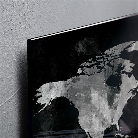 Magnetická sklenená tabuľa, Mapa sveta, 46x91 cm, SIGEL "Artverum® ", čierna 6