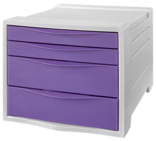 Zásuvkový box na dokumenty, plastový, 4 zásuvky, ESSELTE "Colour`Breeze", priehľadný levan 1