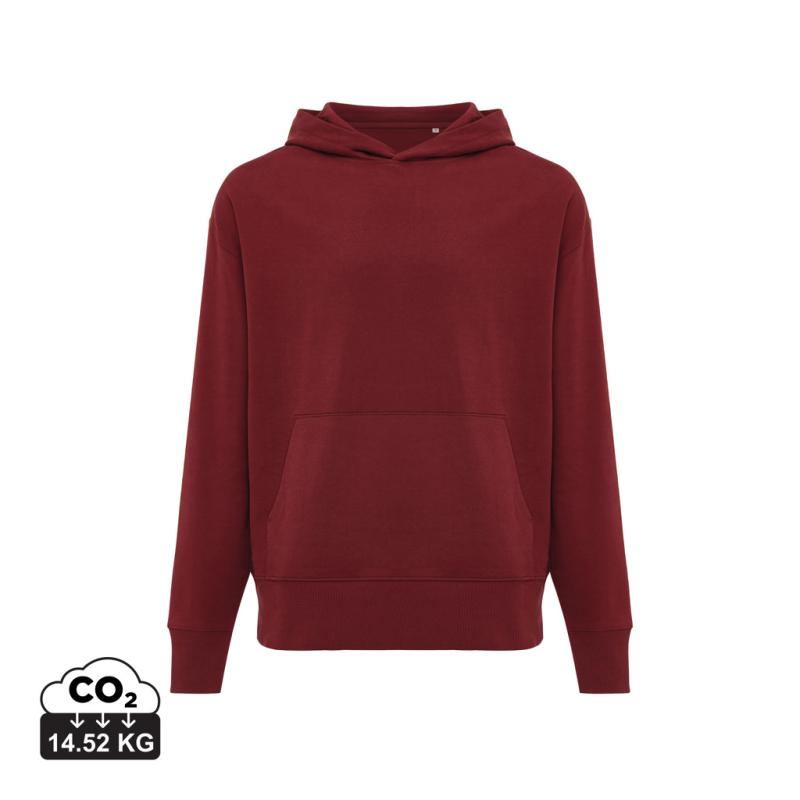 Mikina s kapucňou IQONIQ Yoho relaxed fit z recykl. bavlny vínovo červená XS