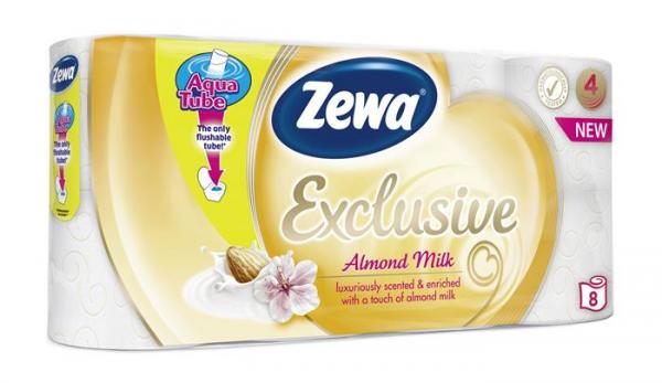 Toaletný papier, 4 vrstvy, 8 kotúčov/bal, ZEWA "Exclusive", almond milk 2