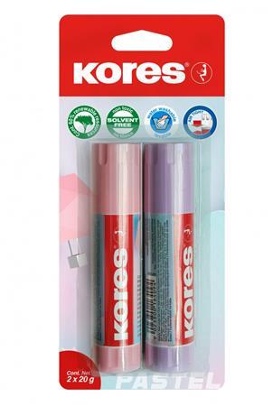 Lepiaca tyčinka, v tube pastelovej farby, 2x20 g, KORES, mix farieb 1