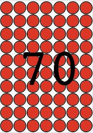 Etikety, okrúhle, priemer: 19 mm, farebné, na liste formátu A5, APLI, červené, 560 etikiet