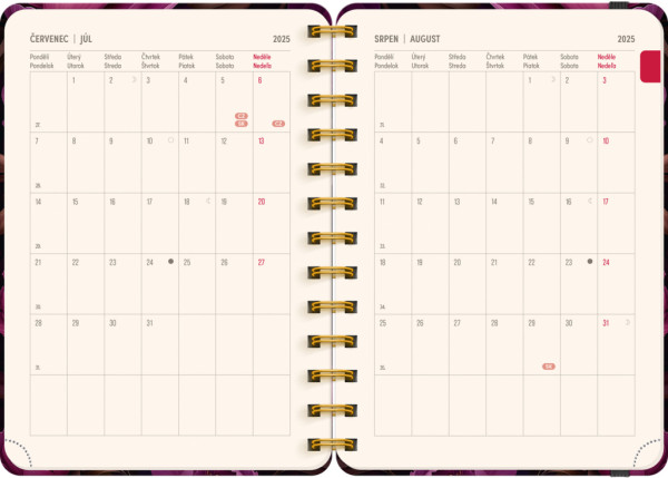 NOTIQUE Špirálový 18-mesačný diár Petito – Fialové kvety 2025/2026, 13 x 18 cm 3