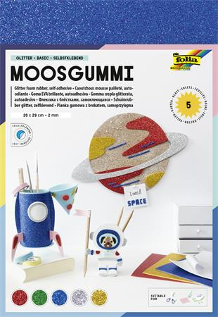 Moosguma, samolepiaca, trblietavá, 20x29 cm, 5 listov, FOLIA "Basic", 5 rôznych farieb 1