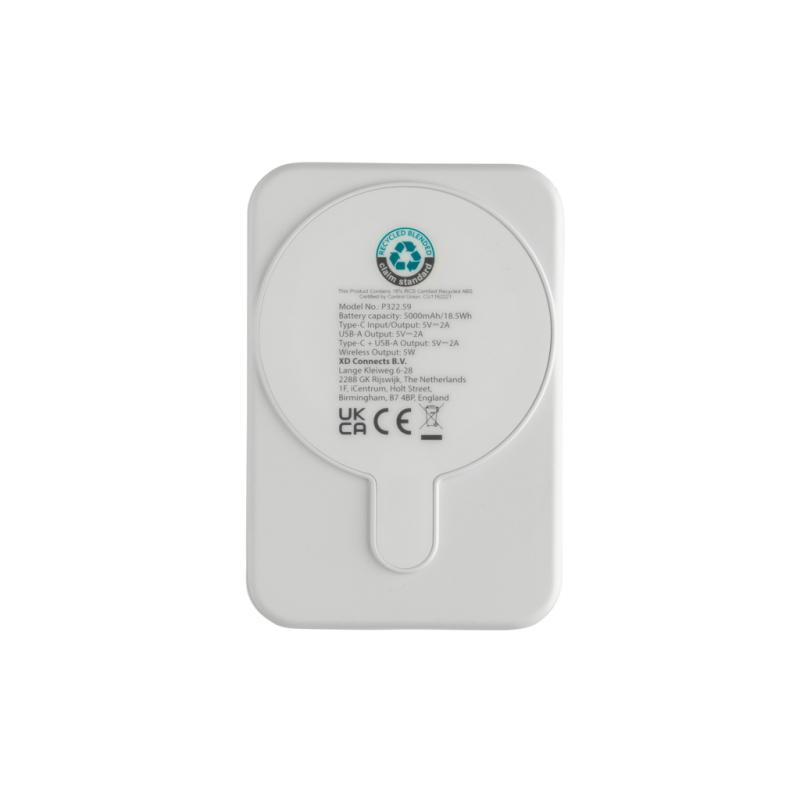 Magnetická powerbanka Stellar 5000mAh 5W z RCS plastu biela 4