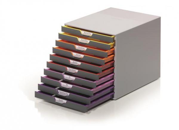 DURABLE Zásuvkový box, plastový, 10 zásuviek, DURBALE "VARICOLOR® 10", sivá 2