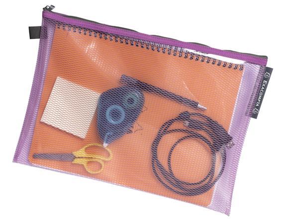 Organizačné vrecko, na zips, sieťové, A4, EXACOMPTA "Pop`NCo", mix farieb 5