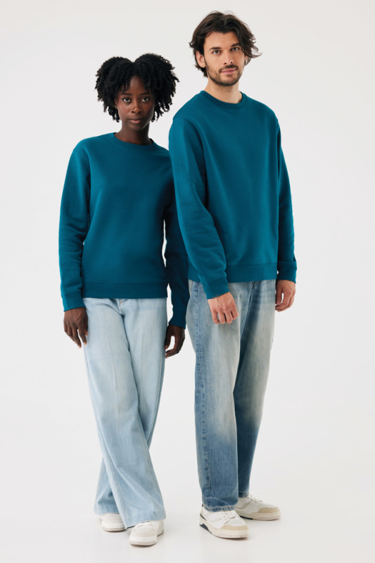 IQONIQ Toria Unisex mikina s okrúhl. výstrihom z rec. bavlny dark teal L 15